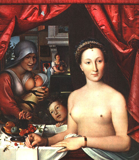 Dame au bain - Tableau de François Clouet dont le modèle est réputé être Diane de Poitiers - vers 1571